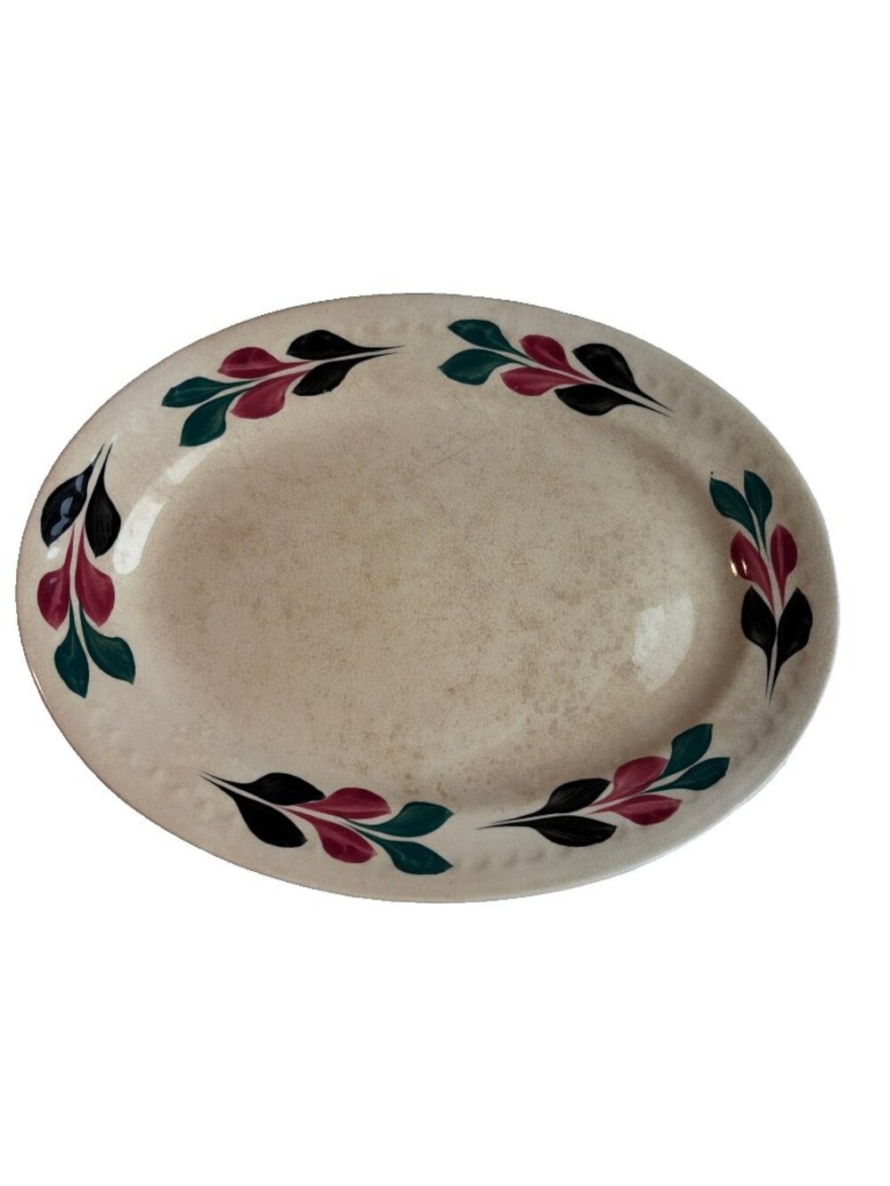VTG Blue Ridge Southern Potteries Hand-Painted Oval Serving Platter USA 1930s